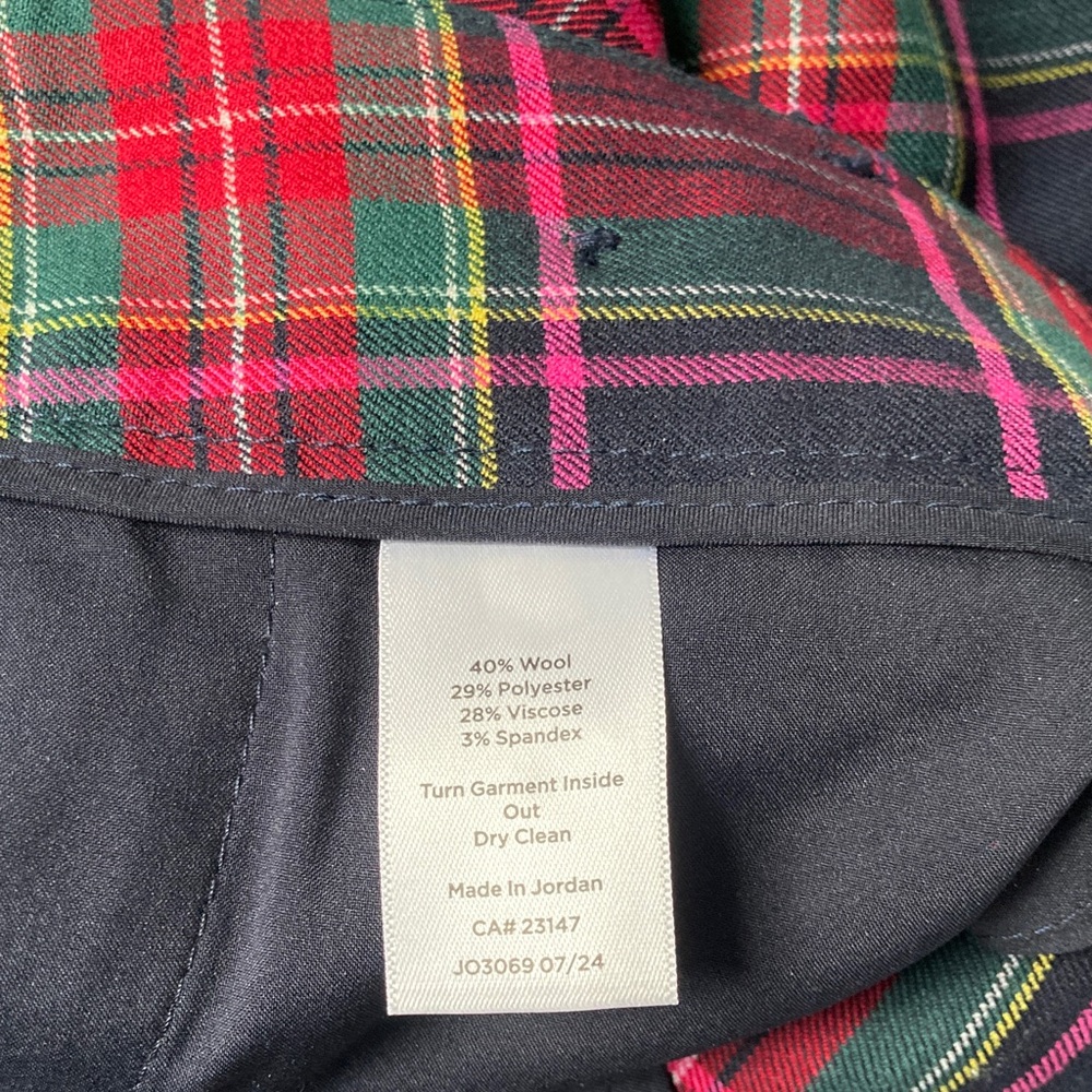 Talbots Vibrant Wool-blend Plaid Straight Wider-leg Pants, 4 Petite - Picture 3 of 11